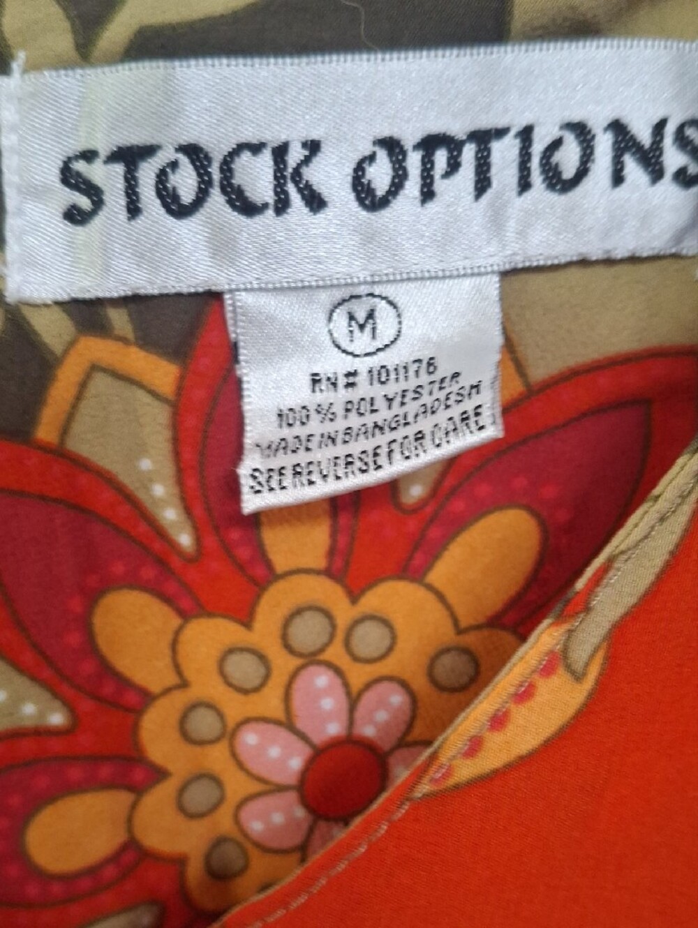 VTG Stock Options 70s Style Retro Wavy Floral Column Maxi Dress Medium Groovy - Picture 2 of 7
